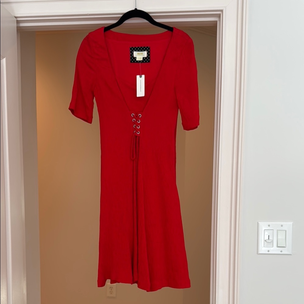 Mauve Red Scoop Neck Sundress Midi